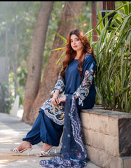 Navy Embroidered 3pcs